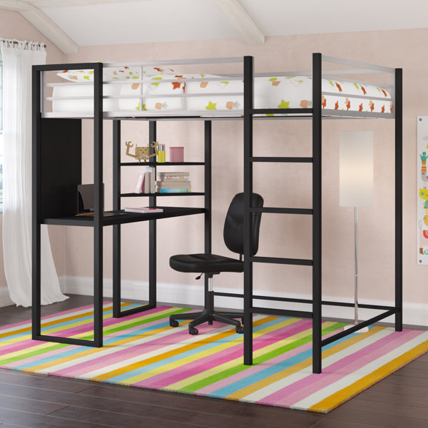 Harriet Bee SaintLouis Full Loft Bunk Bed with Desk and Shelf Wayfair